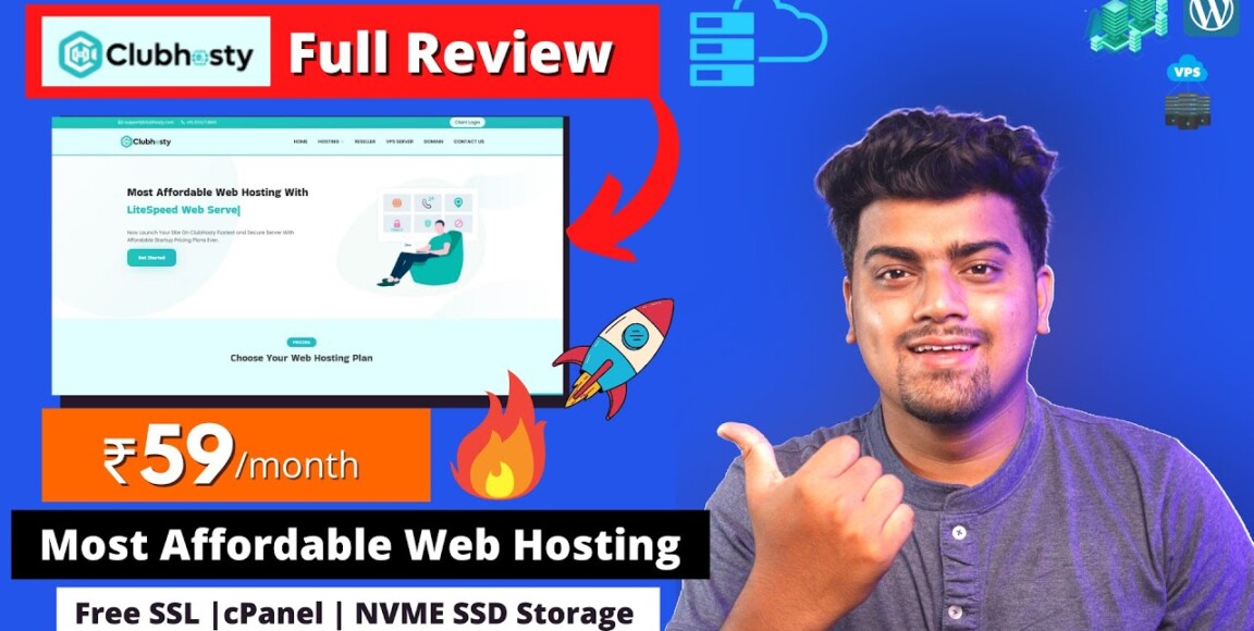 ClubHosty Hosting Review🔥Most Affordable Web Hosting✅NVME SSD + Free SSL from @Rs.59 Only
